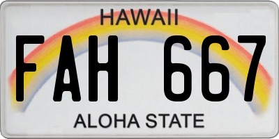 HI license plate FAH667