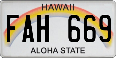 HI license plate FAH669