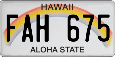 HI license plate FAH675