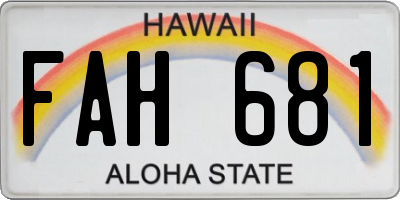 HI license plate FAH681