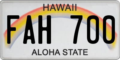 HI license plate FAH700