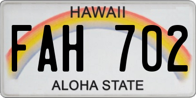 HI license plate FAH702