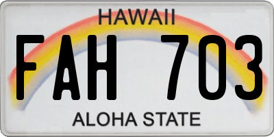 HI license plate FAH703