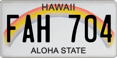 HI license plate FAH704