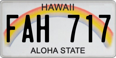 HI license plate FAH717