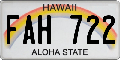 HI license plate FAH722