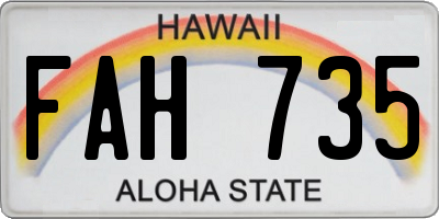 HI license plate FAH735
