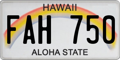HI license plate FAH750