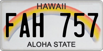 HI license plate FAH757