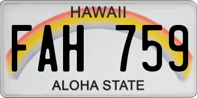 HI license plate FAH759