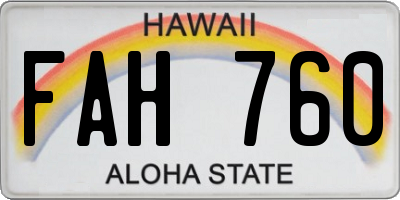 HI license plate FAH760