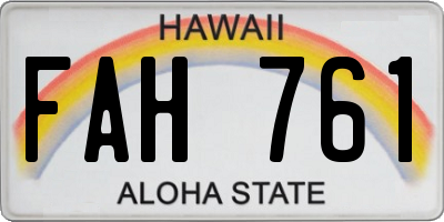 HI license plate FAH761