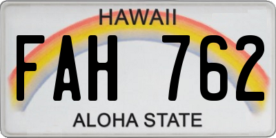HI license plate FAH762