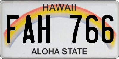 HI license plate FAH766