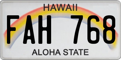HI license plate FAH768