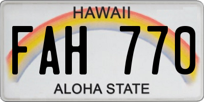 HI license plate FAH770