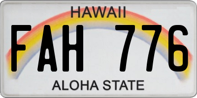 HI license plate FAH776