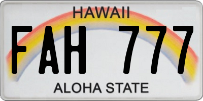 HI license plate FAH777