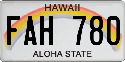 HI license plate FAH780
