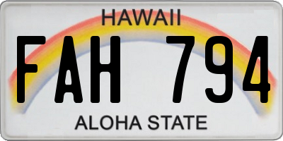 HI license plate FAH794