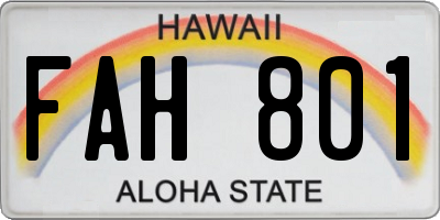 HI license plate FAH801