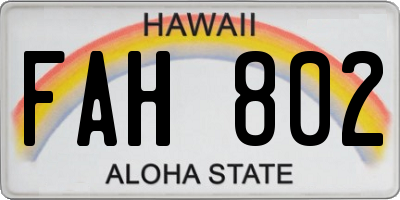 HI license plate FAH802