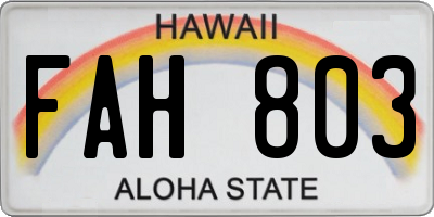 HI license plate FAH803