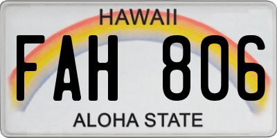 HI license plate FAH806