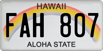 HI license plate FAH807