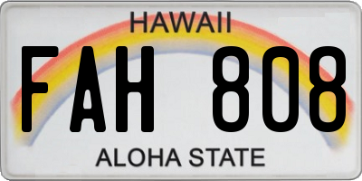 HI license plate FAH808
