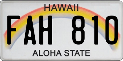 HI license plate FAH810