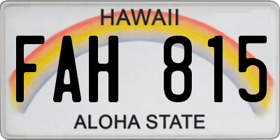 HI license plate FAH815