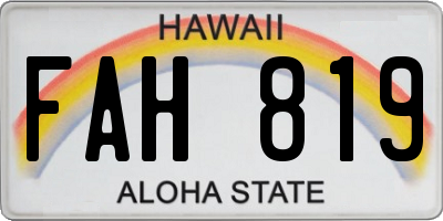 HI license plate FAH819