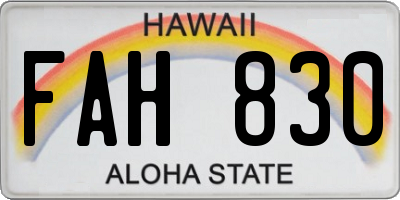 HI license plate FAH830