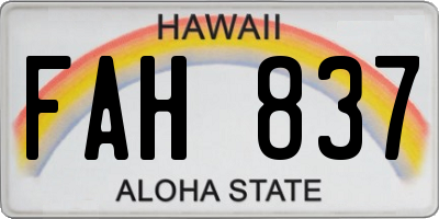 HI license plate FAH837