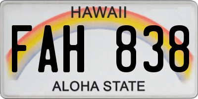 HI license plate FAH838