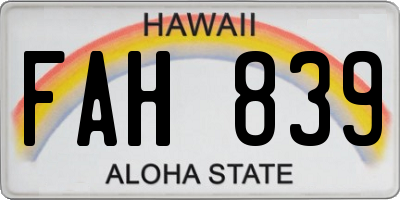 HI license plate FAH839