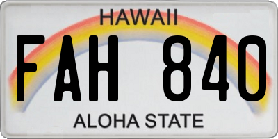 HI license plate FAH840