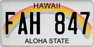 HI license plate FAH847