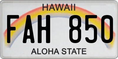 HI license plate FAH850
