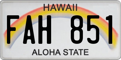 HI license plate FAH851