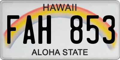 HI license plate FAH853