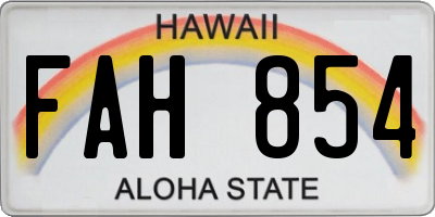 HI license plate FAH854