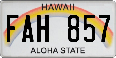 HI license plate FAH857