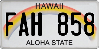 HI license plate FAH858