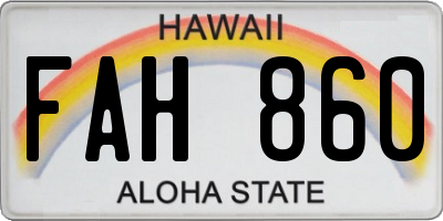 HI license plate FAH860
