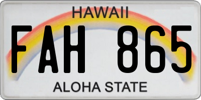 HI license plate FAH865