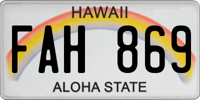 HI license plate FAH869