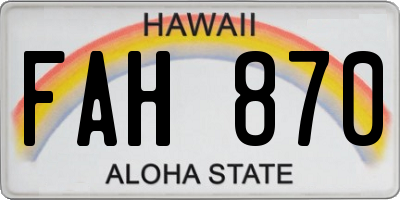HI license plate FAH870