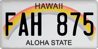 HI license plate FAH875